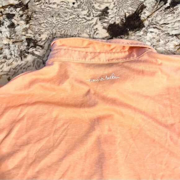 Travis Mathew Polo Shirt Mens Size XL Polyester Orange Heather Short Sleeve - Picture 6 of 7